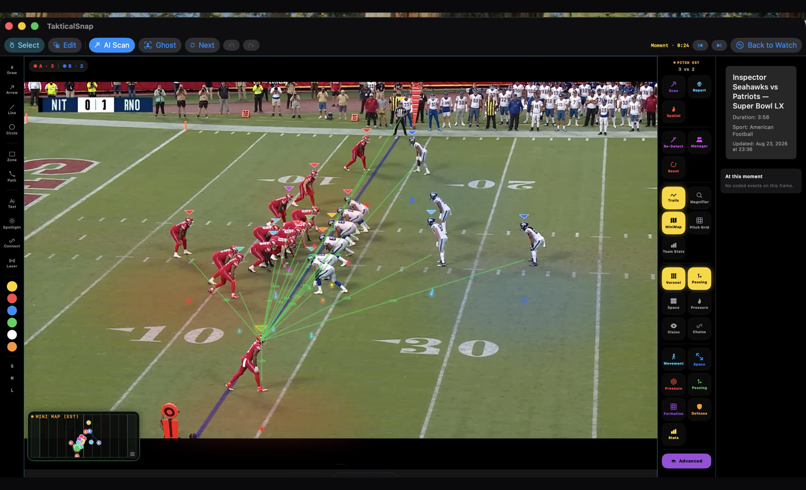 American football play detected on macOS