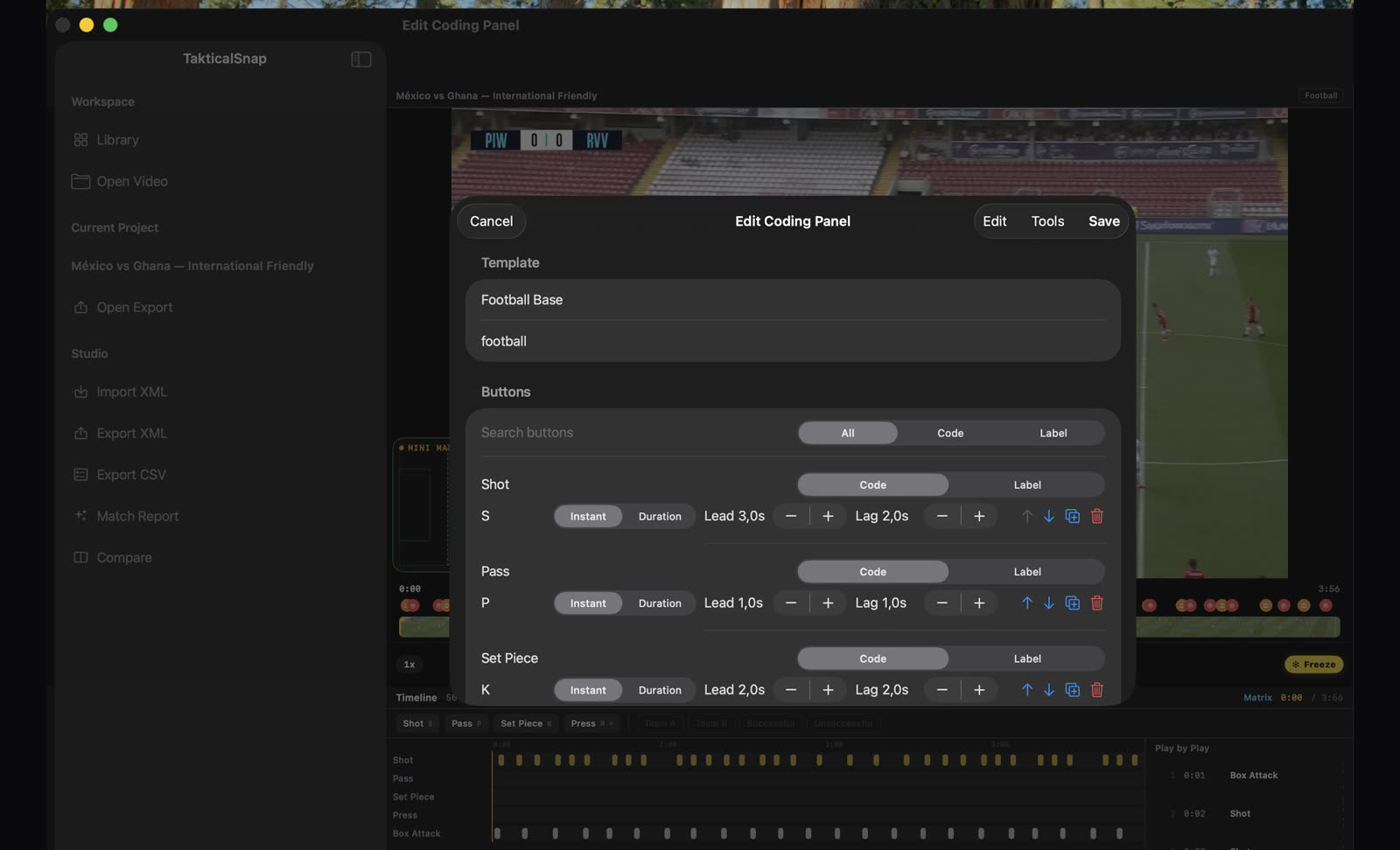 Coding panel editor on macOS